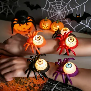 Halloween Glowing Spider Watch Toy LED Light Eyeball Wristband Party Decoration Kids Novelty Light Up Bracelet