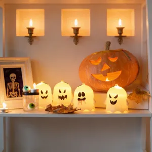 Décorations d'Halloween mignonnes veilleuses fantôme accessoires de fête LED effrayants