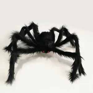 Halloween aterradora arana de peluche negra decoracion accesorio para fiesta tenebrosa