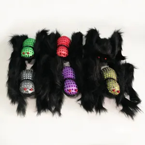 Accesorios de araña de felpa de Halloween con abdómenes de lentejuelas, decoración.
