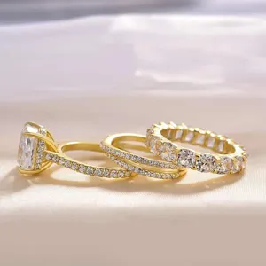 Stunning 925 silver 5A zircon wedding ring set, dazzling ice cut simulated diamond for women.