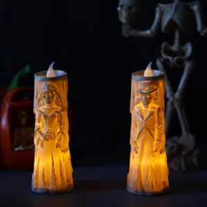 Halloween LED esqueleto vela pareja lampara espeluznante fiesta hogar deco adorno