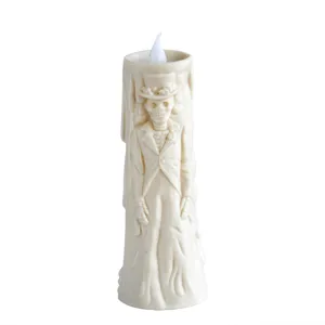 Halloween LED Esqueleto Vela Espeluznante Gótico Pareja Figulina Decorativa Luz Hogar