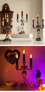 Halloween squelette bougeoir LED lumière effrayant fête maison bureau décoration