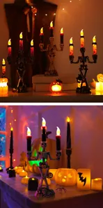 Halloween squelette bougeoir LED ensemble luminaire citrouille effrayante deco table
