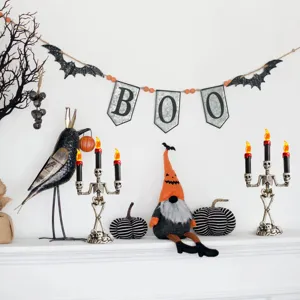 Bougeoir squelette d'Halloween bougie électronique LED décoration de fête effrayante