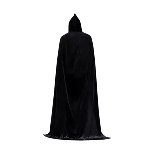 Capa con capucha de terciopelo negro para disfraz de fiesta de cosplay de Halloween