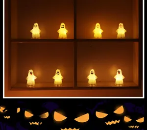Luz nocturna LED fantasma Halloween bonita luminosa accesorios de fiesta lámpara espeluznante