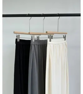 Casual women corduroy wide leg high waist drape floor length trousers in three colors
