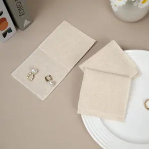 Bolsa de almacenamiento de joyas de lino de algodón con solapa pequeños accesorios.