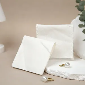 Sacchetto per Gioielli in Cotone Spesso Piccola Borsa Portaoggetti a Foglietto per Collana Anello Antipolvere in Tessuto Bianco Regalo