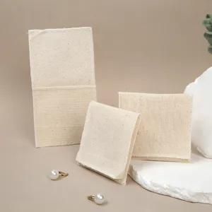 Bolsa de joyas de lino de algodon pequena bolsa de almacenamiento con solapa para regalos