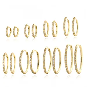 Luxus 925 Silber Geometrische Strass Creolen Für Männer Frauen Premium Mode Pendeln Huggie Ohrringe Schmuck Zubehör