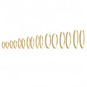 S925 Silber Zirkonia Creolen mehrgrösse stapelbare minimalistische Schmuck Damen
