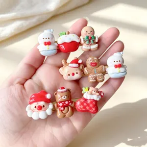 Jolis clips de cheveux de Noël avec motifs de père Noël bonhomme de neige et pain d'épices.