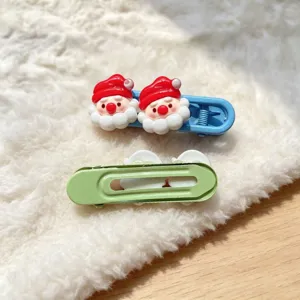 Cute Christmas Santa Claus hair clips sweet barrette side clip for women and girls holiday gift