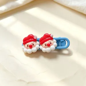 Detailed view of cute Christmas Santa Claus resin duckbill hair clip sweet accessory