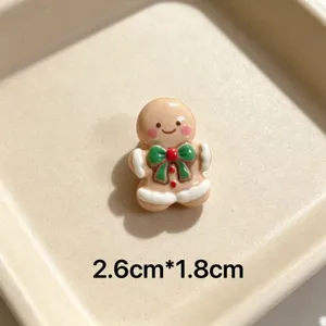 Cute Christmas gingerbread man resin cabochon DIY jewelry making accessories charm decor