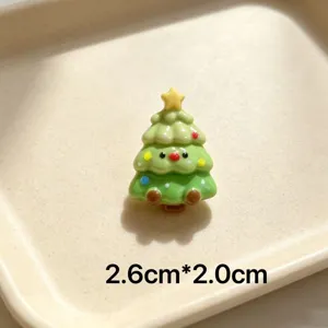 Cute cartoon Christmas tree resin charm brooch DIY holiday party festive decoration accessory