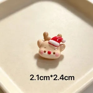 Cute Christmas reindeer resin cabochon charm, mini size 2.1cm for DIY holiday crafts.