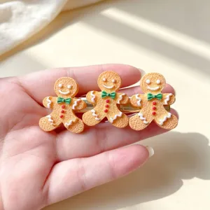 Pince à cheveux bonhomme en pain d'épices mignon Noël accessoire de cheveux détail vue douce