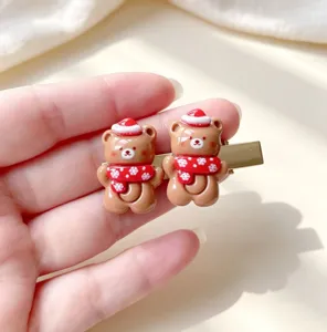 Noël mignon dessin animé ours pince à cheveux pour femmes et filles doux accessoires chic
