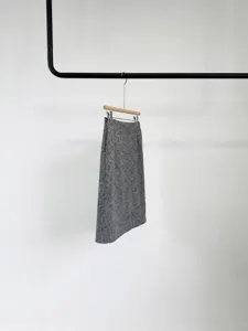 High Waist Split Woolen Midi Skirt Women Autumn Winter Casual Commuter Pencil Bodycon Elegant Warm Skirt