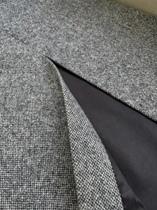 Grey tweed wool midi skirt with front split, elegant high waist pencil skirt for winter.