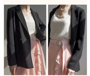Japanese style micro-pleated high waist midi culottes skirt detail outfit for women