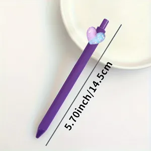 Süßer lilaner Gelstift mit Harz Herz Anhänger, 14.5cm glatter Schreibstift für Kinder Geschenk.