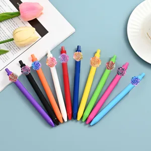 Creatieve Kleurrijke Gelpennen Met Hars Rozenbloem Patch Decoratieve Schrijfwaren Voor School Kantoor