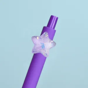 Cute resin gradient pentagram gel pen with sparkly star charm, perfect gift for kids writing.