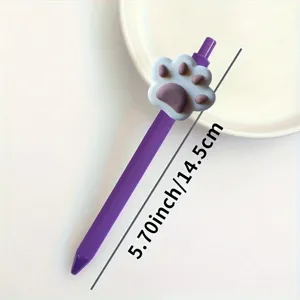 Cute purple gel pen featuring a playful paw decoration, ideal for student writing and gifts.