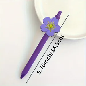 Purple cherry blossom gel pen detail view, cute floral student writing stationery tool.
