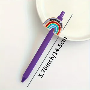 Cute purple gel pen with 3d rainbow topper choose joy design sweet student writing stationery