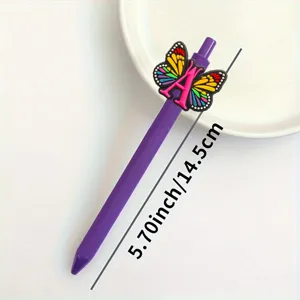 Carina penna gel con farfalla e lettera, bellissima fornitura scolastica colorata.
