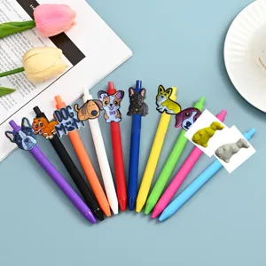 Cute dog gel pens set cartoon animal kawaii black ink ballpoint pens for school office gifts