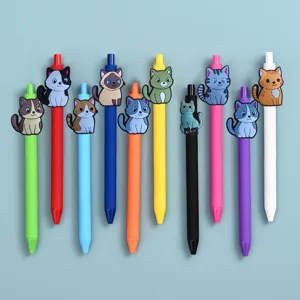 Set di penne gel gatto cartone animato simpatico silicone colorato scuola ufficio
