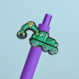 Süßer Baustellen-Fahrzeug Anhänger Gelstift Detailansicht für Schüler Schreibwaren.