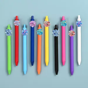 Bunte Gelstifte mit Harz Blumen Dekoration, glattes Schreiben niedliches Schreibwaren Set.
