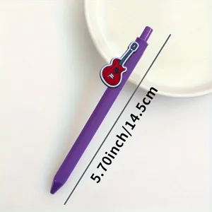 Cute purple gel pen with red guitar charm student writing stationery office supply gift 14.5cm