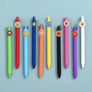 Bunte Harz Blumen Gelstifte Set, süße 2.5cm Blumen Dekoration, glattes Schreibwaren Set.
