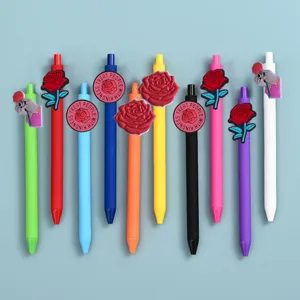 Bunte Gelstifte Set mit süßen 3D Rosen Anhängern, flüssiges Schreiben für Büro und Schule.