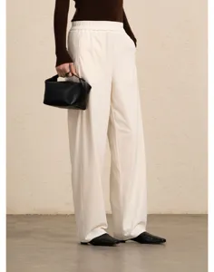 Womens high waist corduroy wide leg pants autumn casual drape trousers detail view