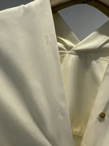 Solid color cotton poplin v-neck blouse for women, elegant daily wear long sleeve shirt.