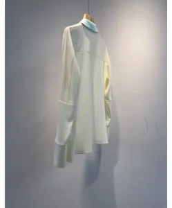 Women's long sleeve shirt minimalist contrast collar elegant blouse casual stylish top apparel