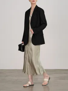 Dames zwarte blazer pak elegante professionele casual kleding zomer lichtgewicht jasje top