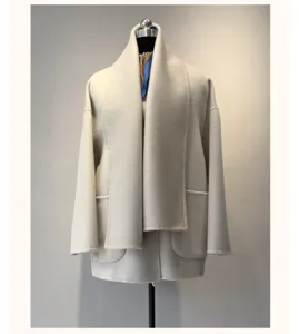 Manteau portefeuille élégant en mélange de cachemire avec écharpe pour femme, chaud.