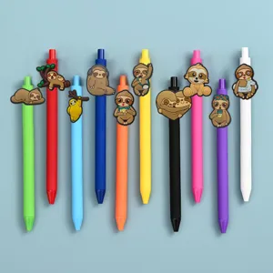 Set di penne gel con bradipo cartone animato, simpatiche penne in silicone per scuola ufficio.