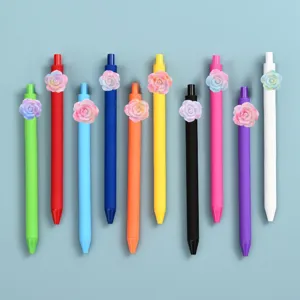 Detailansicht bunter Harz Rosen Gelstifte Set, glattes Schreiben Schreibwaren Schüler.